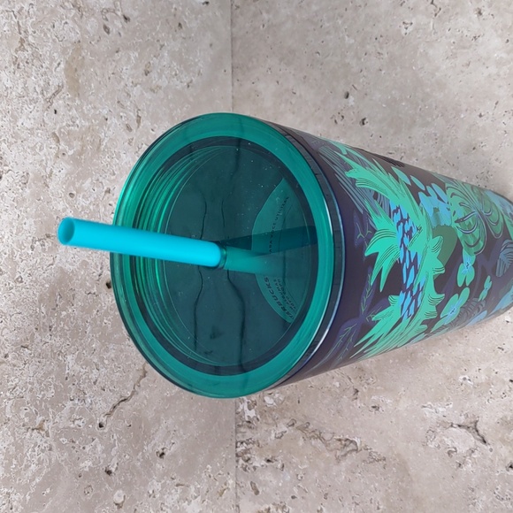 Starbucks Limited Edition Summer 2022 Teal Forest Floral Stainless Steel 24oz - Picture 3 of 7